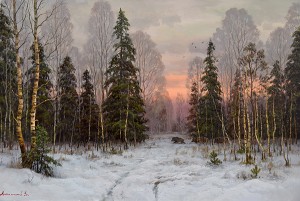 Зимний лес. Сумерки, х.м. 60х90, 2016 г.